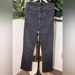 MOTHER The Hustler Black Ankle Fray Jeans Encounters At Night